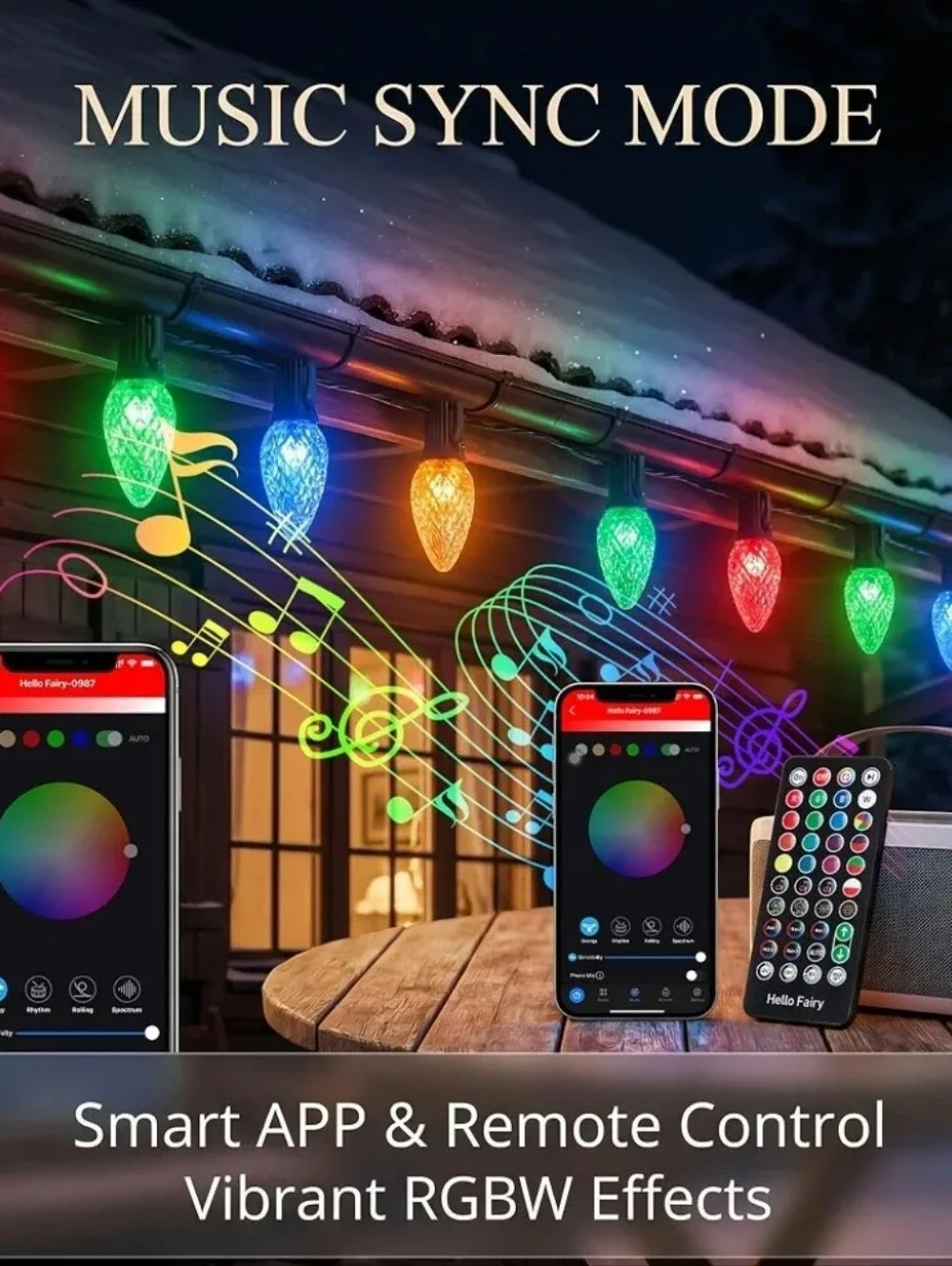 Strawberry Outdoor Christmas String Lights - Multicolor - Smart App Control, NEW